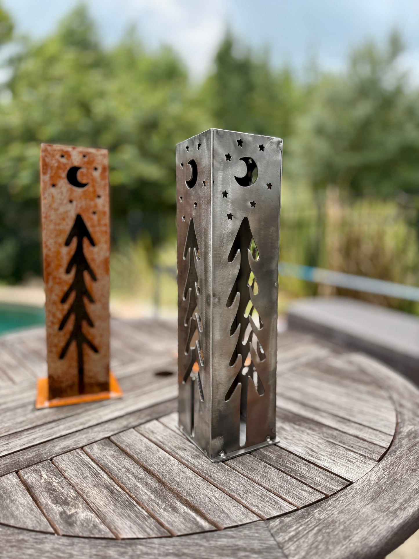 Handmade Steel Solar Lantern – Tree & Moon Design