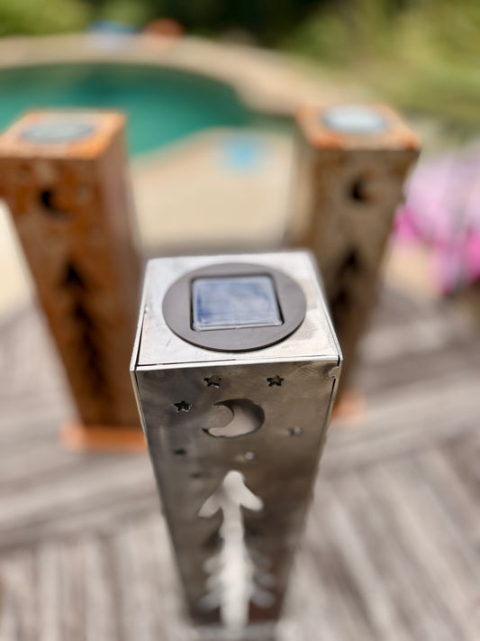 Handmade Steel Solar Lantern – Tree & Moon Design