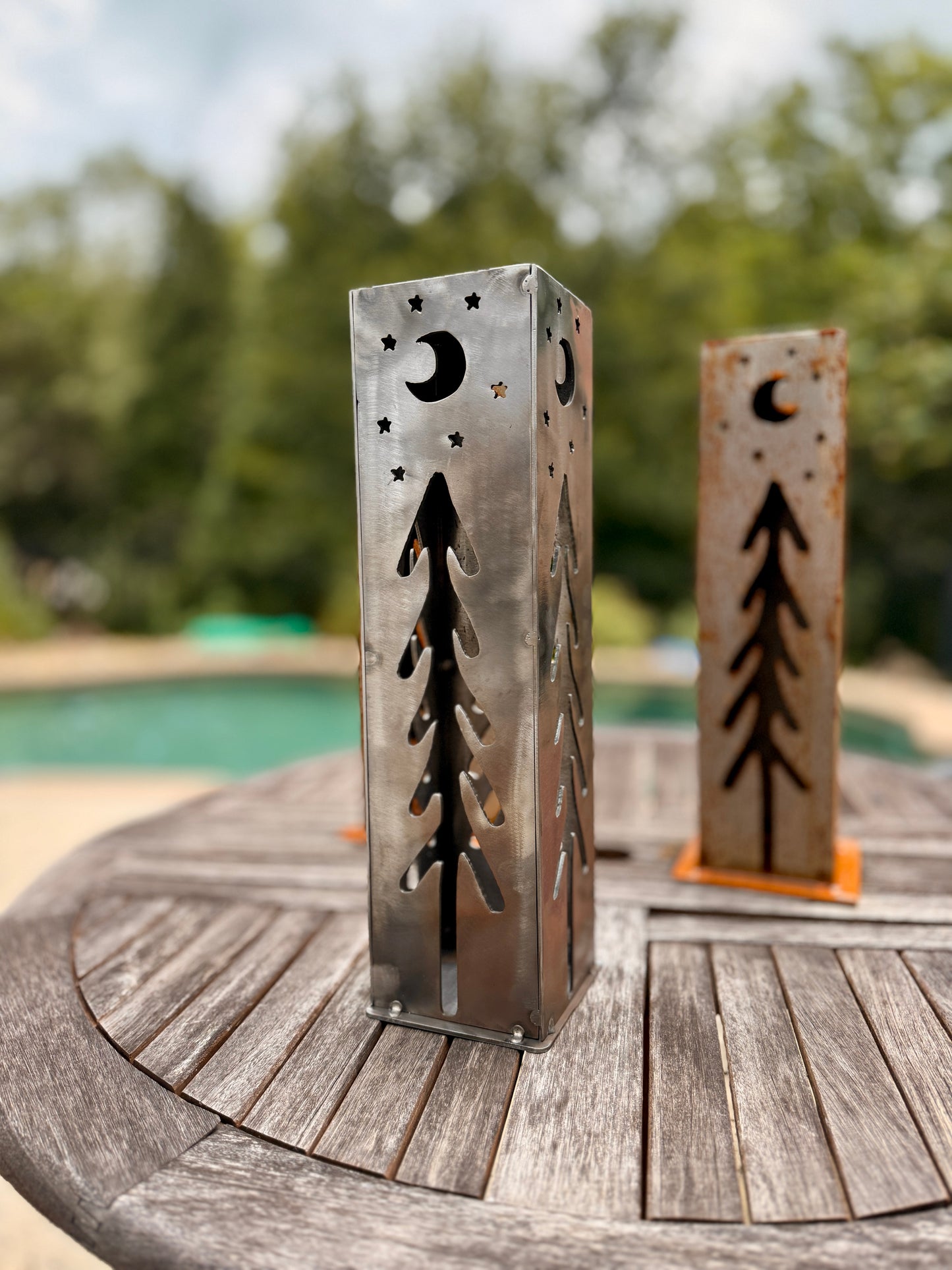 Handmade Steel Solar Lantern – Tree & Moon Design