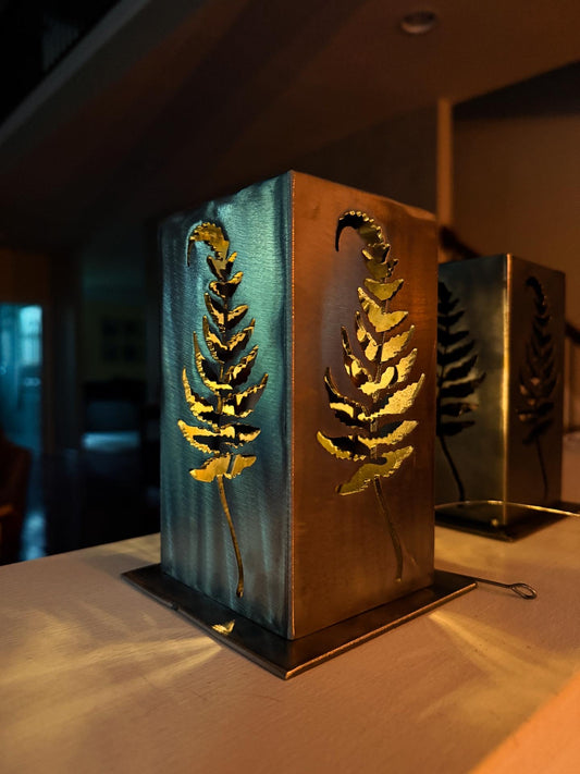 Handmade Steel Fern Solar Lantern | Rustic Garden Light