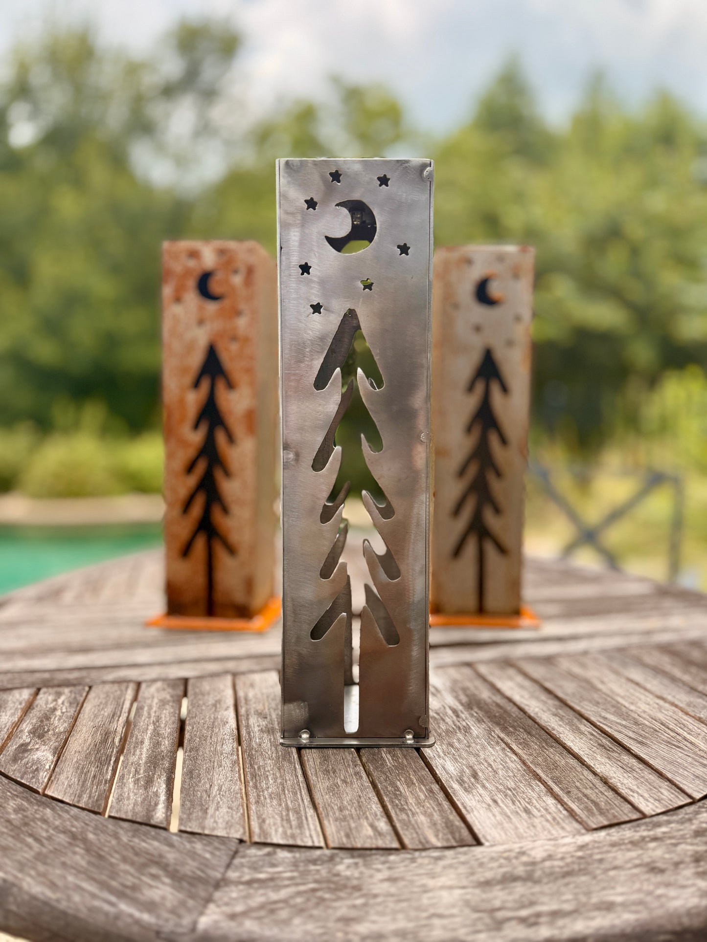 Handmade Steel Solar Lantern – Tree & Moon Design